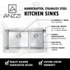 ANZZI Elysian Farmhouse 36 in. Double Bowl Kitchen Sink with Accent Faucet in Brushed Nickel