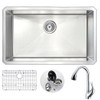ANZZI VANGUARD Undermount 30 in. Single Bowl Kitchen Sink with Accent Faucet in Polished Chrome