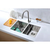 ANZZI Vanguard Undermount Stainless Steel 32 in. 0-Hole 50/50 Double Bowl Kitchen Sink in Brushed Satin