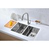 ANZZI Vanguard Undermount Stainless Steel 32 in. 0-Hole 50/50 Double Bowl Kitchen Sink in Brushed Satin