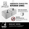 ANZZI Vanguard Undermount Stainless Steel 32 in. 0-Hole 50/50 Double Bowl Kitchen Sink in Brushed Satin