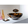 ANZZI Timbre Series Deco-Glass Vessel Sink in Kindled Amber with Matching Chrome Waterfall Faucet