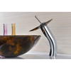 ANZZI Timbre Series Deco-Glass Vessel Sink in Kindled Amber with Matching Chrome Waterfall Faucet