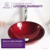 ANZZI Rhythm Series Deco-Glass Vessel Sink in Lustrous Red