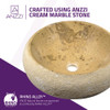 ANZZI Leopards Ash Vessel Sink in Classic Cream Marble