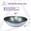 ANZZI Posh Series Deco-Glass Vessel Sink in Brushed Silver