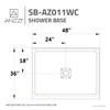 ANZZI Fissure Series 48 in. x 36 in. Shower Base in White
