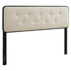 MODWAY Collins Tufted Queen Fabric and Wood Headboard MOD-6234 Black Beige