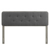 MODWAY Collins Tufted Queen Fabric and Wood Headboard MOD-6234 Gray Charcoal