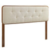 MODWAY Collins Tufted Queen Fabric and Wood Headboard MOD-6234 Walnut Beige