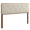 MODWAY Collins Tufted King Fabric and Wood Headboard MOD-6235 Walnut Beige