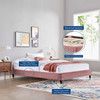 MODWAY Harlow Twin Performance Velvet Platform Bed Frame MOD-6268 Dusty Rose