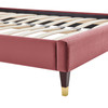 MODWAY Harlow Twin Performance Velvet Platform Bed Frame MOD-6268 Dusty Rose