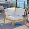 Modway Bayport Outdoor Patio Teak Wood Corner Chair EEI-4127-NAT-WHI