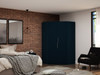 Manhattan Comfort 115GMC4 Mulberry 2.0 Modern Corner Wardrobe Closet with 2 Hanging Rods in Tatiana Midnight Blue