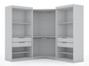 Manhattan Comfort 111GMC1 Mulberry Open 3 Sectional Modern Wardrobe Corner Closet with 4 Drawers - Set of 3 in White