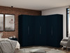 Manhattan Comfort 119GMC4 Mulberry 3.0 Sectional Modern Wardrobe Corner Closet with 4 Drawers - Set of 3 in Tatiana Midnight Blue