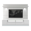 Manhattan Comfort 2-1755282352 Vanderbilt TV Stand and Cabrini 2.2 Floating Wall TV Panel with LED Lights in White Gloss