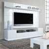 Manhattan Comfort 2-1755282352 Vanderbilt TV Stand and Cabrini 2.2 Floating Wall TV Panel with LED Lights in White Gloss