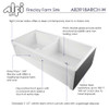 ALFI brand AB3918ARCH-W  39" White Arched Apron Thick Wall Fireclay Double Bowl Farm Sink