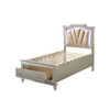 ACME Kaitlyn Twin Bed w/Storage, PU & Champagne