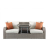 ACME Salena Patio Sectional & 2 Ottomans, Beige Fabric & Gray Wicker