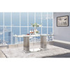 ACME 62075 Cyrene Dining Table w/Double Pedestal, Stainless Steel & Clear Glass (1Set/3Ctn)