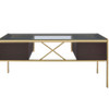 ACME 92785 Yumia Desk, Gold & Clear Glass (1Set/3Ctn)