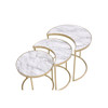 ACME 85390 Anpay 3 Piece Pack Nesting Tables, Faux Marble & Gold