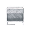 ACME Azrael Accent Table, White Printed Faux Marble & Chrome Finish