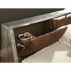 ACME 26220Q Brancaster Queen Bed with Storage, Retro Brown Top Grain Leather & Aluminum (1Set/4Ctn)