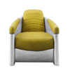 ACME Brancaster Accent Chair, Yellow Top Grain Leather & Aluminum