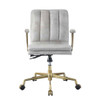 ACME Damir Office Chair, Vintage White Top Grain Leather & Chrome