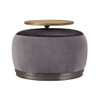 ACME Decapree Ottoman, Antique Slate Top Grain Leather & Gray Velvet