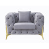 ACME Jelanea Chair w/Pillow, Gray Velvet & Gold Finish