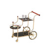 ACME Lacy Serving Cart, Gold Plated, Cherry Wood & Black Glass