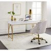 ACME 92660 Lightmane Desk, White High Gloss & Gold