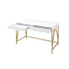 ACME 92660 Lightmane Desk, White High Gloss & Gold