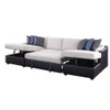 ACME 56015 Merill Sectional Sofa with Sleeper, Beige Fabric & Black PU