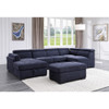 ACME 55520 Nekoda Storage Sleeper Sectional Sofa and Ottoman, Navy Blue Fabric