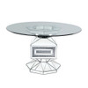ACME Noralie Dining Table, Clear Glass, Mirrored & Faux Diamonds