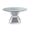 ACME Noralie Dining Table, Clear Glass, Mirrored & Faux Diamonds