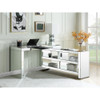 ACME 93110 Noralie Built-in USB Writing Desk, Clear Glass, Mirrored & Faux Diamonds