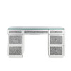ACME Noralie Office Desk, Clear Glass, Mirrored & Faux Diamonds