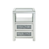 ACME Noralie Accent Table, Clear Glass, Mirrored & Faux Diamonds