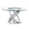 ACME 72950 Ornat Dining Table, Clear Glass, Mirrored & Faux Diamonds