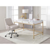 ACME 92695 Ottey Desk, White High Gloss & Gold