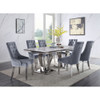 ACME 68265 Satinka Dining Table, Light Gray Printed Faux Marble & Mirrored Silver Finish