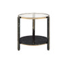 ACME Thistle End Table, Clear Glass, Faux Black Marble & Champagne Finish