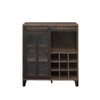 ACME Treju Wine Cabinet, Obscure Glass, Rustic Oak & Black Finish